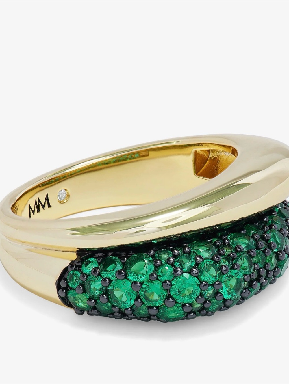 Melinda Maria Gold Ring with Green Crystal Pavé Size 5 New